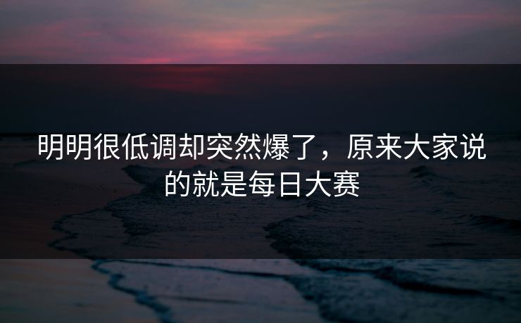 明明很低调却突然爆了，原来大家说的就是每日大赛