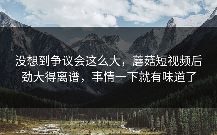 没想到争议会这么大,蘑菇短视频后劲大得离谱,事情一下就有味道了 没想到争议会这么大,蘑菇短视频后劲大得离谱,事情一下就有味道了