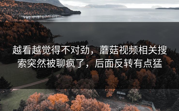 越看越觉得不对劲,蘑菇视频相关搜索突然被聊疯了,后面反转有点猛 越看越觉得不对劲,蘑菇视频相关搜索突然被聊疯了,后面反转有点猛