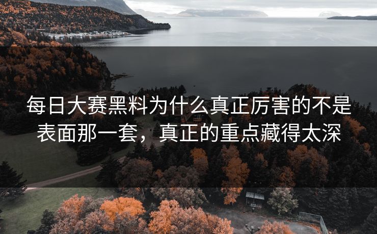 每日大赛黑料为什么真正厉害的不是表面那一套,真正的重点藏得太深 每日大赛黑料为什么真正厉害的不是表面那一套,真正的重点藏得太深