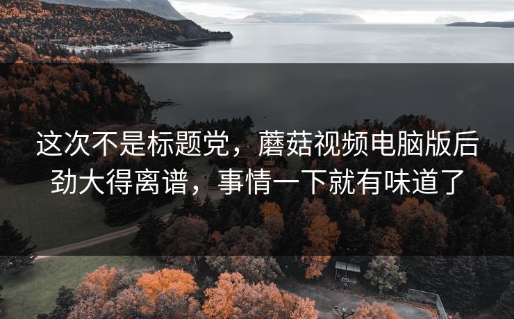这次不是标题党,蘑菇视频电脑版后劲大得离谱,事情一下就有味道了 这次不是标题党,蘑菇视频电脑版后劲大得离谱,事情一下就有味道了